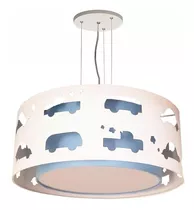 Lustre Infantil Pendente Recorte Carrinhos 40x16 Azul Bebê