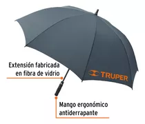 Paraguas Clásico Truper 65012 Gris Oscuro Con Diseño Lisa