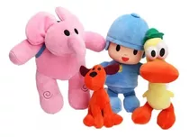 Turma Pocoyo 4 Bonecos Pelúcia Bandai Completo Pronta Entreg