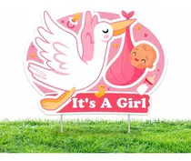 Letrero Jardin Estaca It's Girl Special Delivery Stork