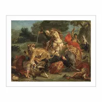 Lamina Fine Art Caceria Del Leon Delacroix 31x40 M Y C