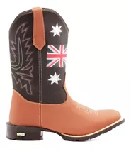 Bota Texana Country Novidade Boi Café Com Boné Brinde