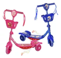 Patinete Infantil 3 Rodas Luz Led Com Cesto Música Regulável