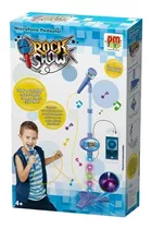 Microfone Pedestal Infantil C/ Luz Conecta Celular Brinquedo Cor Azul