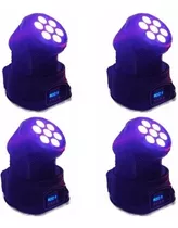 Pack 4 Unidades Cabezal Movil 7 Led X 12w Rgbw Dmx 13 Ch Dj