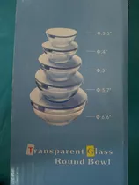 Juego De Bowls De Vidrio Transparente Con Tapa 5 Piezas 15v