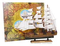 Caravela Navio Madeira Barco Tamanho Grande 45cm X 48cm M 4b