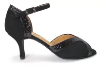 Zapatos De Baile, Tango, Salsa Gamuza Y Charol Negro 6,5cm