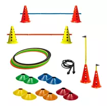  Cones C/ Barreiras + 10 Pratos + Argolas De Agilidade