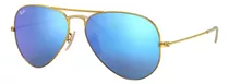 Anteojos De Sol Ray-ban Aviator Flash Lenses Small Con Marco De Metal Color Matte Gold, Lente Blue De Cristal Flash, Varilla Matte Gold De Metal - Rb3025