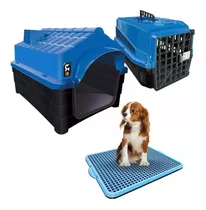 Kit Casinha Com Caixa De Transporte E Sanitário Pet Dog N1