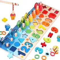 Brinquedo Pedagógico Madeira Montessori Educativo Números Cor Colorido