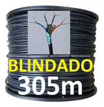 Cabo Rede Cat5e 305m Ftp Blindado Preto Lan Internet Connect