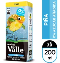 Jugo Del Valle Sin Azúcar Añadida Piña 200 Ml X6 Cajitas