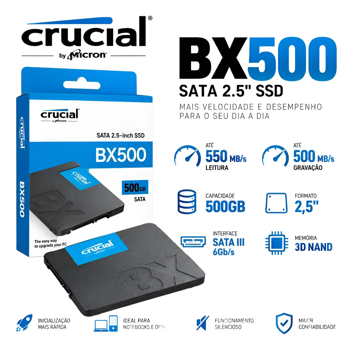 Crucial Mx500 500gb | Mercado Livre
