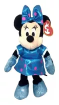 Brinquedo Pelucia Ty Beanies Minnie Vestido Azul 3718