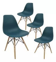 Silla Eames Comedor Plastico Patas Madera Colores X 4 Un Estructura De La Silla Azul Petróleo