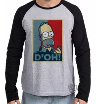 Camiseta Manga Longa Blusa Homer Simpsons D'oh Rosquinha