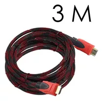 Cable Hdmi Uso Rudo Full Hd Pantalla Laptop Pc Xbox Ps4 3m Color Negro/rojo