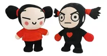 Brinquedo Pelúcia Garu + Pucca Kit C/ 2 Bonecos 30cm Oficial