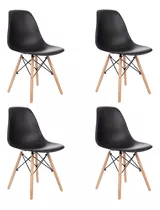 Cadeira De Jantar Decorshop Charles Eames Dkr Eiffel, Estrutura De Cor  Preto, 4 Unidades