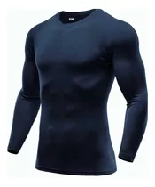 Camisa Térmica Compressão Azul Marinho Proteção Uv50+