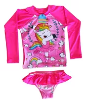 Conjunto Infantil Praia Proteção Uv50 Biquini Blusa Menina