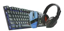 Kit Gamer Teclado Headset Mouse Botões Led Iluminação