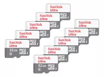 Kit 10 Cartão Memória Micro Sd Sandisk 32gb Classe 10 Ultra