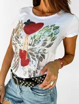 Remera Bordada Con Lentejuelas