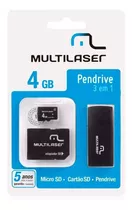 Pen Drive, Adaptador Sd, Cartão Memória 4gb Multilaser Mc057