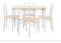 Comedor Rectangular Con 4 Sillas Cafe Modelo Jx-18a210