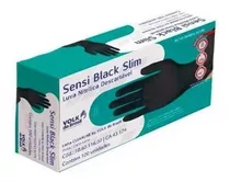 Luvas Descartáveis Antiderrapantes Volk Do Brasil Sensi Slim Cor Preto Tamanho  G De Nitrilo X 100 Unidades 