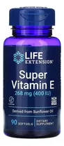 Vitamina E 400 Ui Alpha Tocopherol Life Extension 90 Cápsulas Blandas, Sabor Sin Sabor