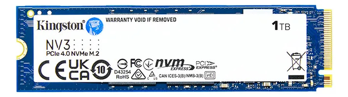 Ssd Kingston Nv3 1tb Pcie 4.0 Nvme M.2 2280 Hasta 6000 Mb/s Negro