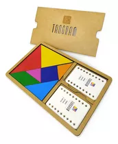 Tangram Colorido Brinquedo Educativo Em Madeira E 18 Cartas