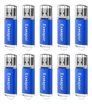 Unidad Flash Usb Exmapor De 2 Gb, Memoria Usb 10 Piezas Azul