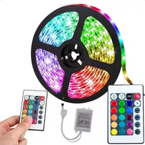 Fita Led Rgb 5050 5m + Sensor E Controle Colorida Decoração