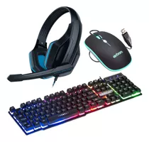 Kit Gamer Headset Teclado Mouse Iluminado Rgb Semi Mecânico