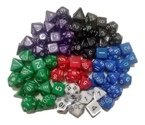 Pacotão 70 Dados Rpg (10 Conjuntos D4 D6 D8 D10 D12 D20 D%)