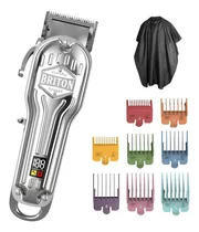 Maquina Cortar Pelo Afeitadora Inalambrica Briton + Kit Pro Color Plateado