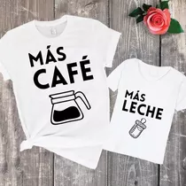 Combo Remera Madre E Hija Combinadas Café Leche Mujer Nena