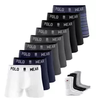 Kit 9 Cuecas Boxer Adulto Masculinas Adulto Box + 6 Meias