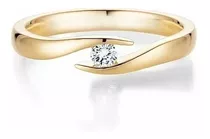 Anillo Compromiso Corona Oro Y Diamante 0.08 Cts Certificado