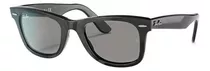 Óculos De Sol Ray-ban Wayfarer Original Classic Large Armação De Acetato Cor Polished Black, Lente Grey De Cristal Clássica, Haste Polished Black De Acetato - Rb2140