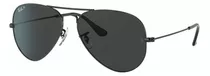 Óculos De Sol Polarizados Ray-ban Aviator Classic Standard Armação De Metal Cor Polished Black, Lente Black De Cristal Clássica, Haste Polished Black De Metal - Rb3025