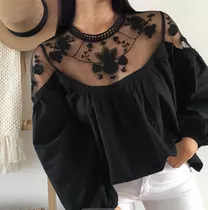 Blusa Importada Encaje Y Bordados - Mia Mia Mujer (f)