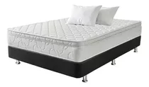 Combo Active Plus 140x190+base Cama+ 2 Almohadas Biosoft Color Blanco