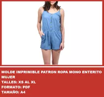 Molde Imprimible Patron Ropa Mono Enterito Mujer Promo 2x1