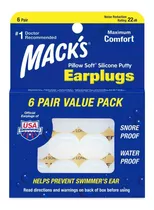 Protector De Oídos Macks Earplug De Silicona Suave, 6 Pares